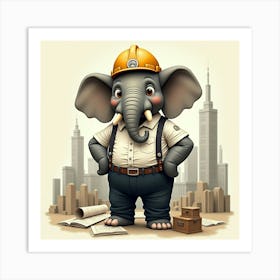 Flux Dev A Detailed Illustration Of An Anthropomorphic Elephan 2 Art Print