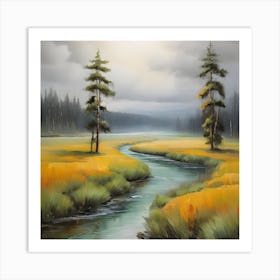 River In The Meadow . 2 Art Print