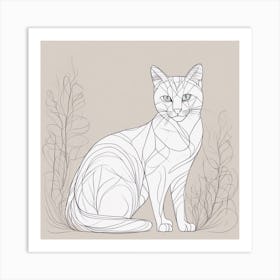 Minimalism Masterpiece, Trace In Cat + Fine Gritty Texture + Complementary Pastel Scale + Abstract + (1) Art Print