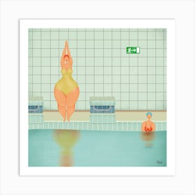 Swimmer 4 Square Art Print