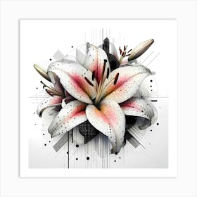 Lilly Blossom - Abstract Line Art Illustration 138 Art Print