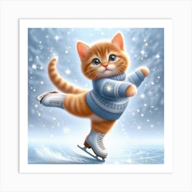 Ice Skating Kitten 3 Art Print