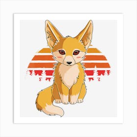 Retro Vintage Fennec Fox Cute Foxes Art Print