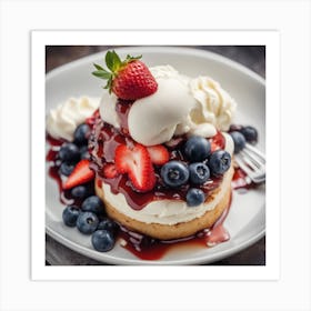 Dessert With Berries And Cream Art Print