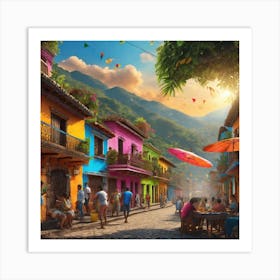 Colorful Street In Guatemala Art Print