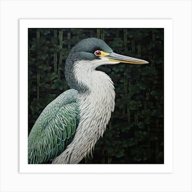 Ohara Koson Inspired Bird Painting Green Heron 2 Square Art Print