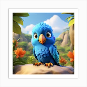 Blue parrot Art Print