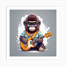 Gorilla Playing Guitar Art Print