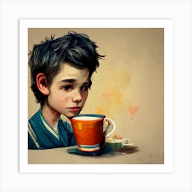 Boy With Tea Art Print