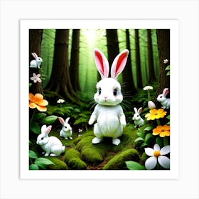 Rabbits In The Forest 1 Art Print