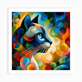 Abstract Cat Painting 12 Art Print