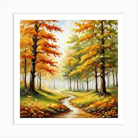 Forest In Autumn In Minimalist Style Square Composition 314 Art Print