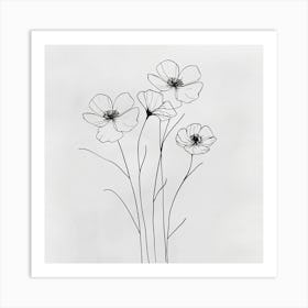 Line Art Of Flowers 3 Art Print