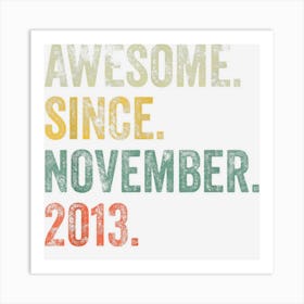 Vintage 2013 9th Birthday Awesome Since November 2013 Art Print