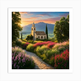 Church In The Countryside 1 Art Print