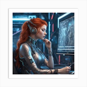 Cyborg Girl Art Print