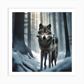 Wolf In The Woods 41 Art Print