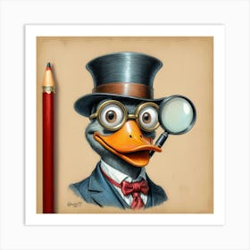 Duck With Magnifying Glass 1 Art Print