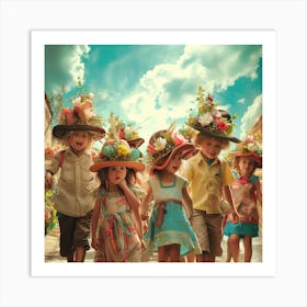 Children In Hats Art Print