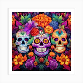 Day Of The Dead Skulls 12 Art Print