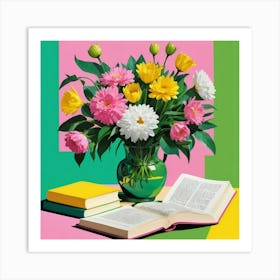 Book And Flowers 5 Art Print