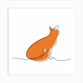 Orange Cat Sitting Art Print