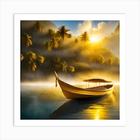 Firefly A Boat On A Beautiful Mist Shrouded Lush Tropical Island 31069 (1) Art Print