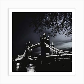 London Tower Bridge 2 Bw Square Art Print