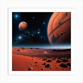 Mars Landscape With Planets Art Print