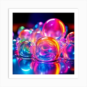 Glow Shapes Neon Bright Color 3d Fluid Bubbles Luminous Vibrant Vivid Radiant Flowing G (23) Art Print