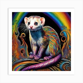 Rainbow Ferret Art Print