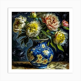 Peonies In A Vase Art Print