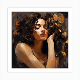 Portrait Of A Woman With Curly Hair 7 Art Print