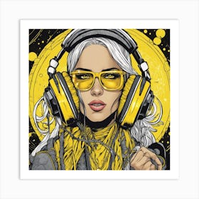 Cosmic Woman With Headphones 1 Art Print