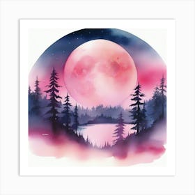 Full Moon In The Forest Poster