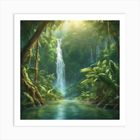 Waterfall In The Jungle Art Print