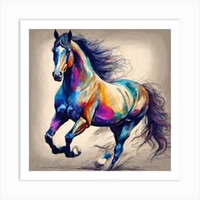 Colorful Horse Painting Art Print