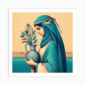 Muslim Woman With Vase Art Print