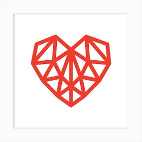 Heart Geometric Abstract Minimalist Simple Red 2 Art Print