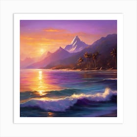 Breathtaking Ocean Scene As The Sun sets on the horizon Art Print