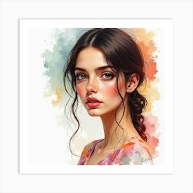 Spanish Woman With An Artistic Flair, Watercolor With Creative Strokes 1 Art Print