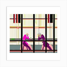 Two People At A Table Art Print