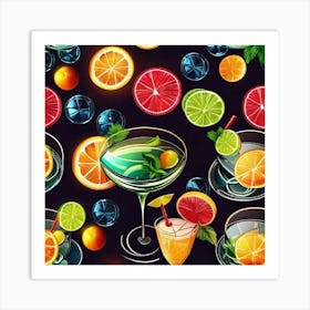 Seamless Pattern With Drinks Art Print