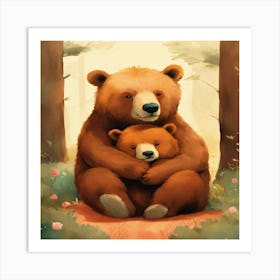 Bears Hugging Art Print