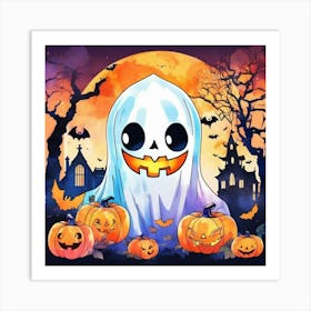 Ghost In The Pumpkin Patch 1 Art Print