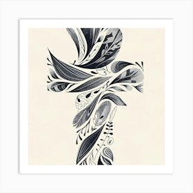 Cross With Feathers Art Print