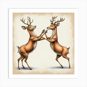 Two Deer Fighting Art Print