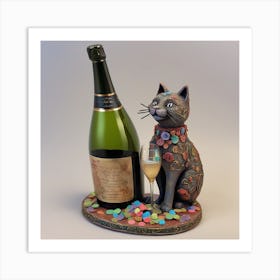 Wine For One Cat Raising 1 Art Print