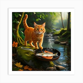 Leonardo Phoenix 09 A Vibrant Orange Tabby Cat With Bright Gre 1 Art Print