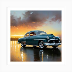 Blue Custom Car Classic In Oils 1 Art Print